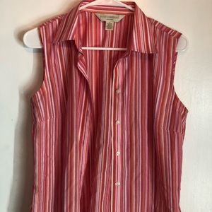 Petite Sophisticate pink striped button down shirt